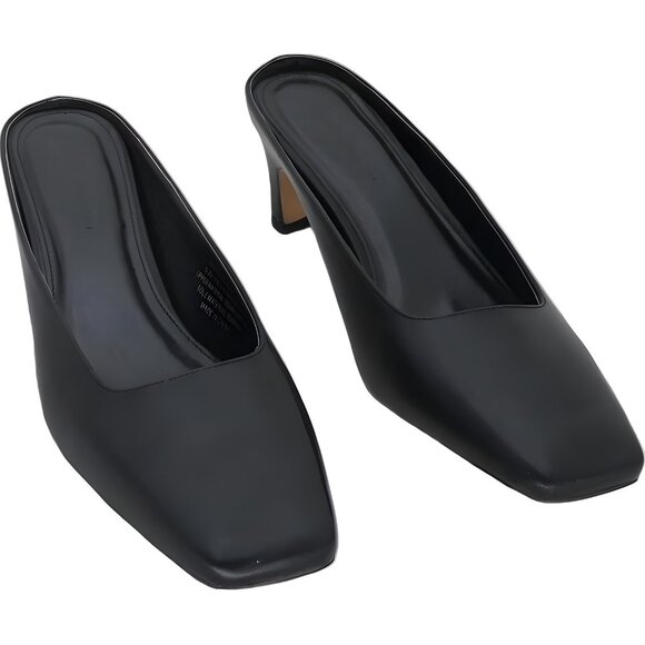 French Connection Aime Black Square Toe Mule Heels Women's US 7.5M - Picture 1 of 6